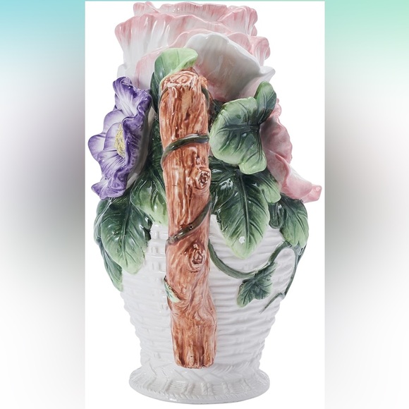Fitz and Floyd Jardin Floral Bouquet Pitcher Vase Decorative, 9.5 Inch High - Picture 6 of 10